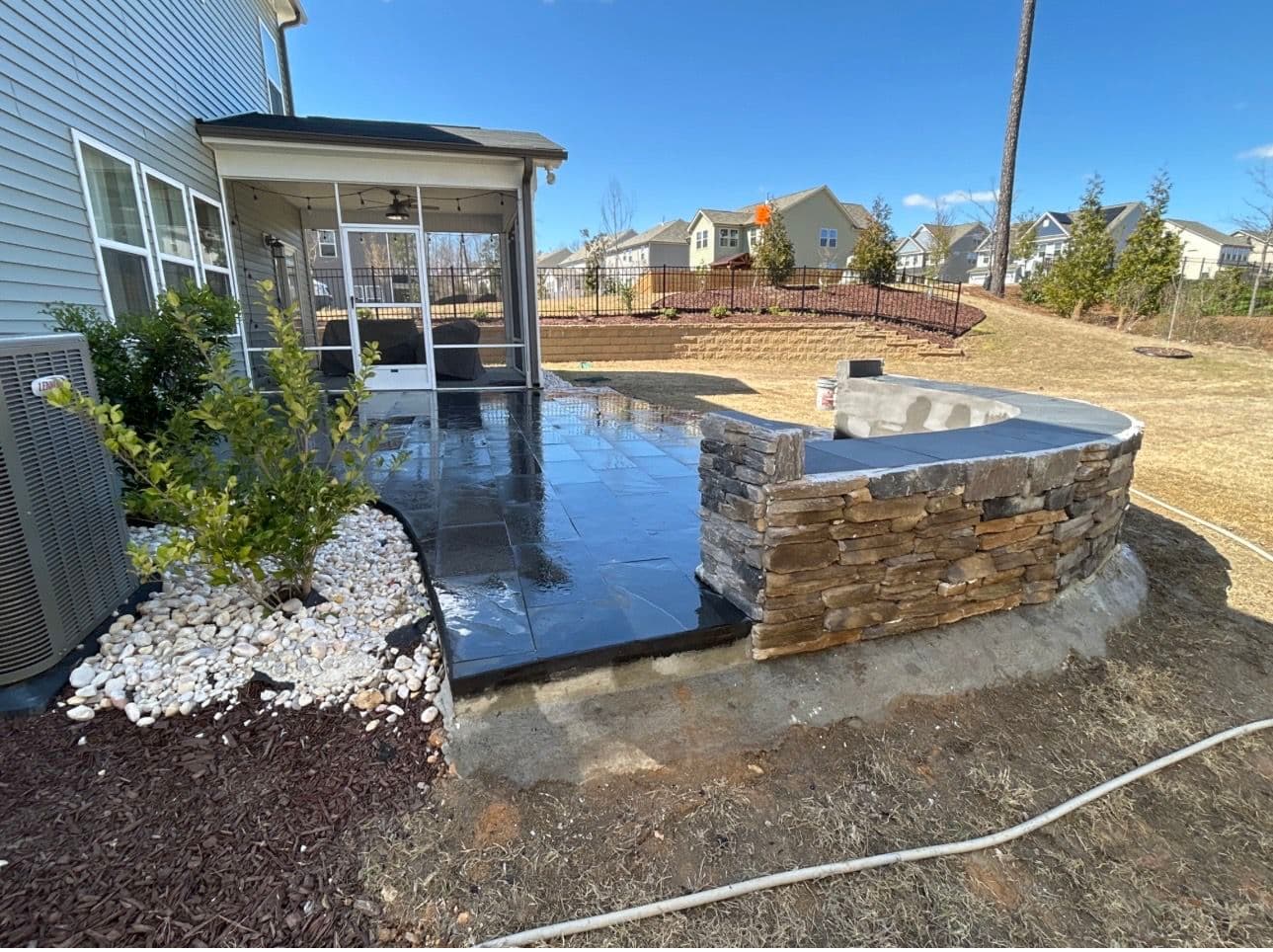 Gallery photos for Custom Gemstone Patio, Stone Bench and Concrete Walkway Build: Image #7