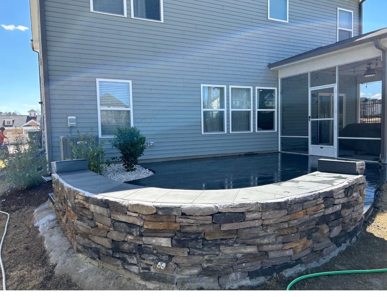 Gallery photos for Custom Gemstone Patio, Stone Bench and Concrete Walkway Build: Image #9