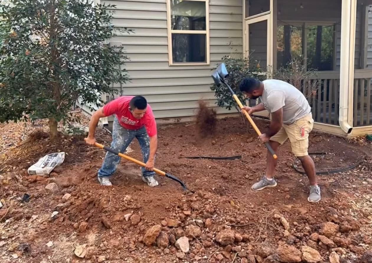 From Raw Dirt to a Stunning Stone Patio with Custom Bench image
