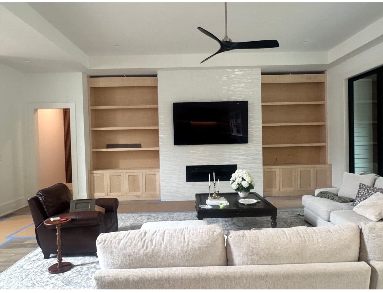 Gallery photos for Custom Maple Built-In Cabinetry Around Fireplace and TV Wall: Image #2